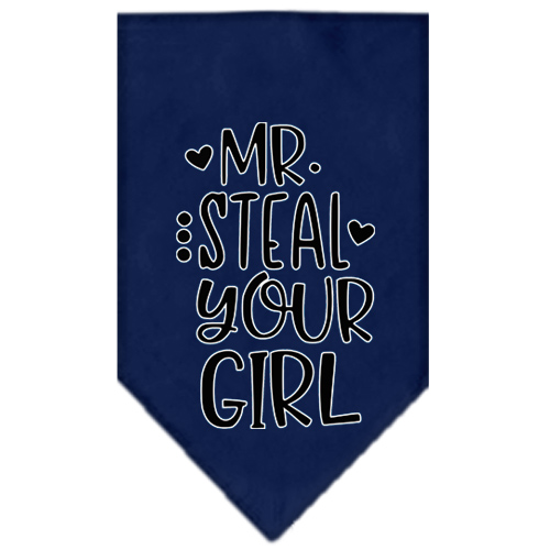 Mr Steal Your Girl Screen Print Bandana Navy Blue large